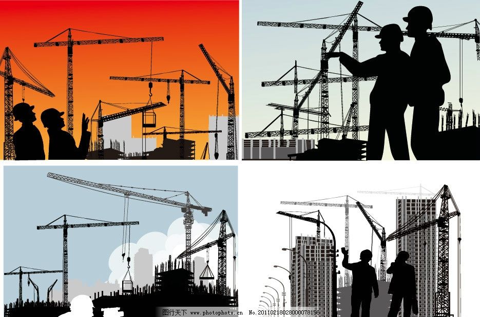 建筑工地工程師剪影圖片